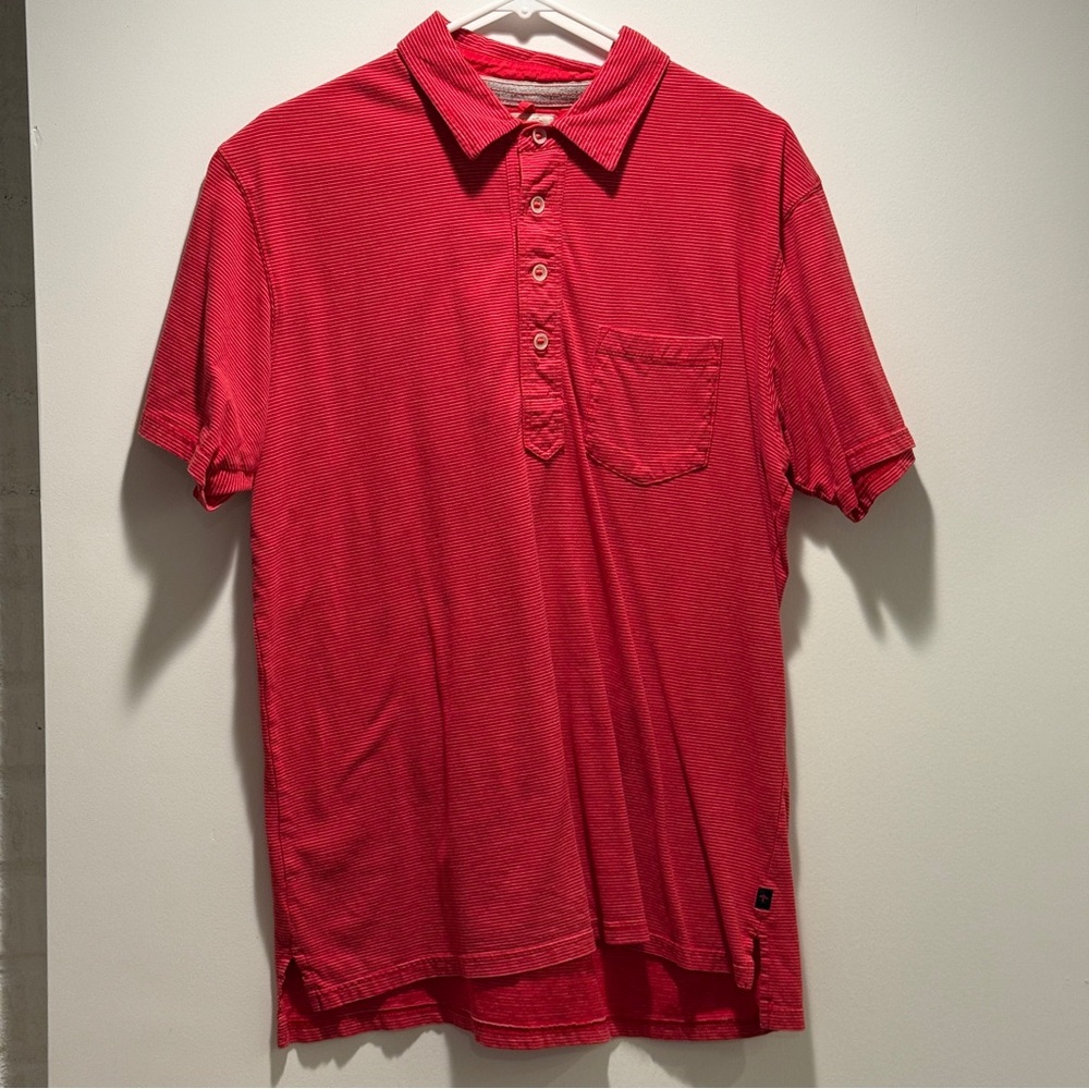 Relwen Red & White Striped Polo Shirt